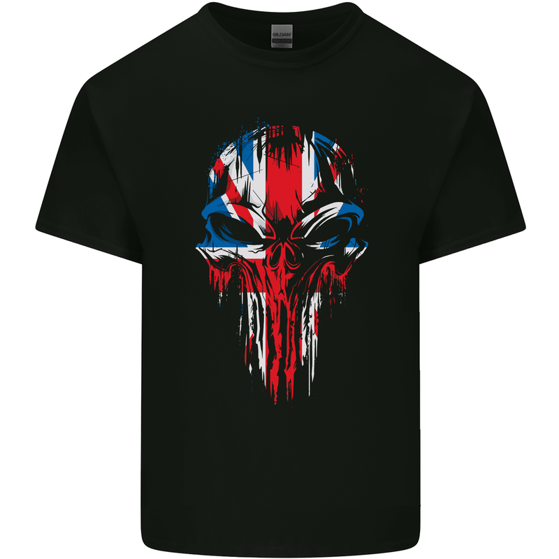 Union Jack Flag Skull Gym MMA Biker Britain Kids T-Shirt Childrens Black