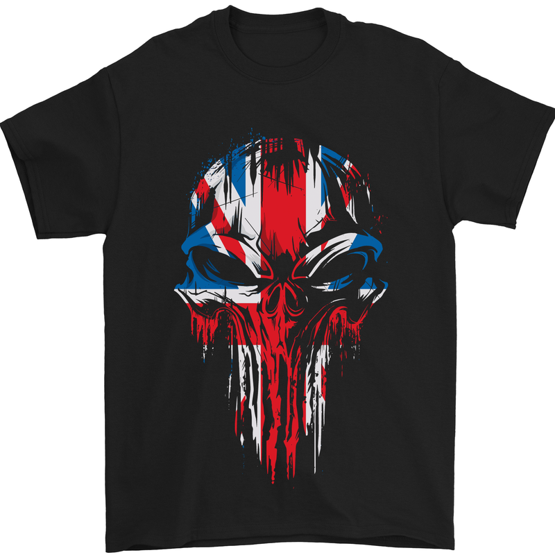 Union Jack Flag Skull Gym MMA Biker Britain Mens T-Shirt 100% Cotton Black