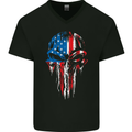 Union Jack Flag Skull Gym MMA Biker Britain Mens V-Neck Cotton T-Shirt Black
