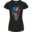 Union Jack Flag Skull Gym MMA Biker Britain Womens Petite Cut T-Shirt Black