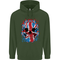 Union Jack Flag Skull Gym MMA Biker Childrens Kids Hoodie Forest Green