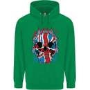 Union Jack Flag Skull Gym MMA Biker Childrens Kids Hoodie Irish Green
