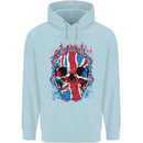 Union Jack Flag Skull Gym MMA Biker Childrens Kids Hoodie Light Blue