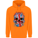 Union Jack Flag Skull Gym MMA Biker Childrens Kids Hoodie Orange