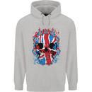 Union Jack Flag Skull Gym MMA Biker Childrens Kids Hoodie Sports Grey