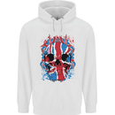 Union Jack Flag Skull Gym MMA Biker Childrens Kids Hoodie White