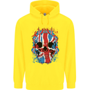 Union Jack Flag Skull Gym MMA Biker Childrens Kids Hoodie Yellow