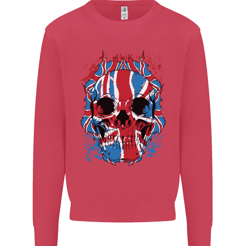 Union Jack Flag Skull Gym MMA Biker Kids Sweatshirt Jumper Heliconia