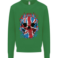 Union Jack Flag Skull Gym MMA Biker Kids Sweatshirt Jumper Irish Green