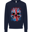 Union Jack Flag Skull Gym MMA Biker Kids Sweatshirt Jumper Navy Blue