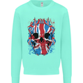 Union Jack Flag Skull Gym MMA Biker Kids Sweatshirt Jumper Peppermint