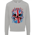 Union Jack Flag Skull Gym MMA Biker Kids Sweatshirt Jumper Sports Grey