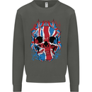 Union Jack Flag Skull Gym MMA Biker Kids Sweatshirt Jumper Storm Grey