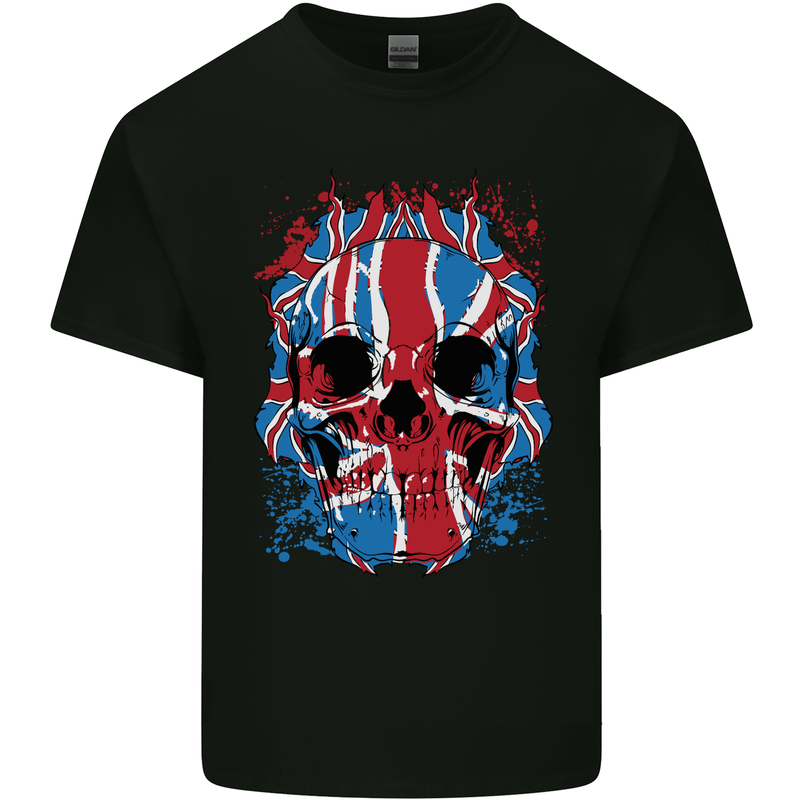 Union Jack Flag Skull Gym MMA Biker Kids T-Shirt Childrens Black
