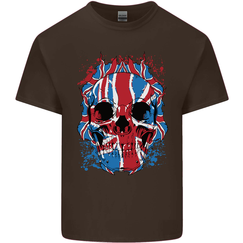 Union Jack Flag Skull Gym MMA Biker Kids T-Shirt Childrens Chocolate