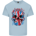 Union Jack Flag Skull Gym MMA Biker Kids T-Shirt Childrens Light Blue