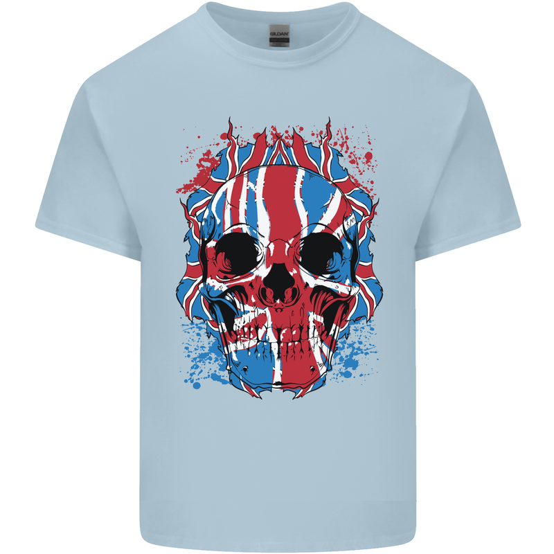 Union Jack Flag Skull Gym MMA Biker Kids T-Shirt Childrens Light Blue