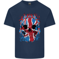 Union Jack Flag Skull Gym MMA Biker Kids T-Shirt Childrens Navy Blue