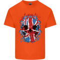 Union Jack Flag Skull Gym MMA Biker Kids T-Shirt Childrens Orange