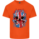 Union Jack Flag Skull Gym MMA Biker Kids T-Shirt Childrens Orange