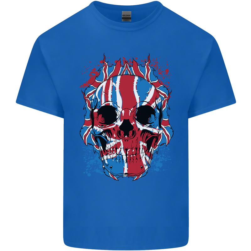 Union Jack Flag Skull Gym MMA Biker Kids T-Shirt Childrens Royal Blue