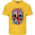 Union Jack Flag Skull Gym MMA Biker Kids T-Shirt Childrens Yellow
