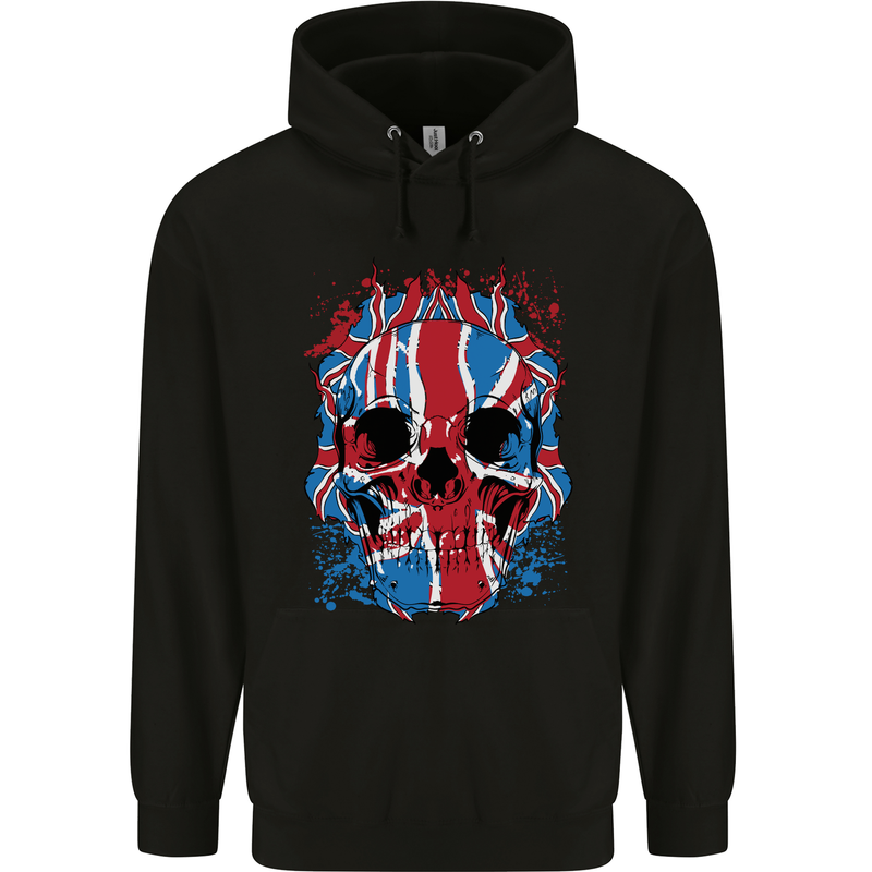 Union Jack Flag Skull Gym MMA Biker Mens 80% Cotton Hoodie Black