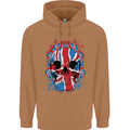 Union Jack Flag Skull Gym MMA Biker Mens 80% Cotton Hoodie Caramel Latte