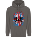 Union Jack Flag Skull Gym MMA Biker Mens 80% Cotton Hoodie Charcoal