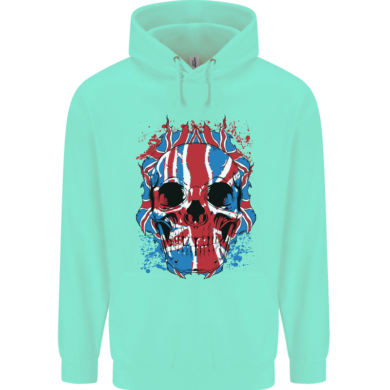 Union Jack Flag Skull Gym MMA Biker Mens 80% Cotton Hoodie Peppermint