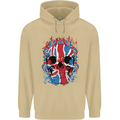 Union Jack Flag Skull Gym MMA Biker Mens 80% Cotton Hoodie Sand