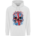 Union Jack Flag Skull Gym MMA Biker Mens 80% Cotton Hoodie White