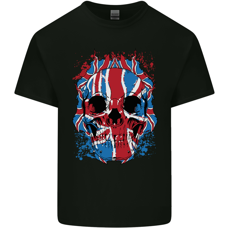 Union Jack Flag Skull Gym MMA Biker Mens Cotton T-Shirt Tee Top Black
