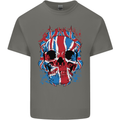 Union Jack Flag Skull Gym MMA Biker Mens Cotton T-Shirt Tee Top Charcoal