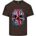 Union Jack Flag Skull Gym MMA Biker Mens Cotton T-Shirt Tee Top Dark Chocolate