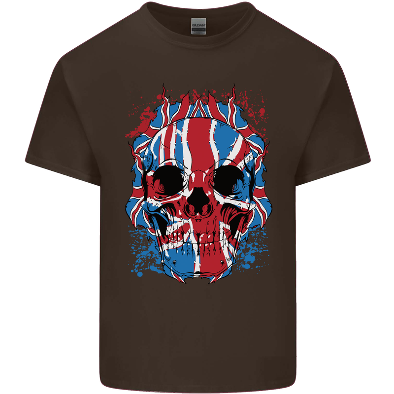 Union Jack Flag Skull Gym MMA Biker Mens Cotton T-Shirt Tee Top Dark Chocolate