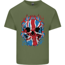 Union Jack Flag Skull Gym MMA Biker Mens Cotton T-Shirt Tee Top Military Green