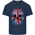 Union Jack Flag Skull Gym MMA Biker Mens Cotton T-Shirt Tee Top Navy Blue
