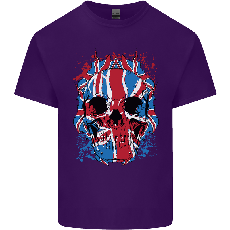 Union Jack Flag Skull Gym MMA Biker Mens Cotton T-Shirt Tee Top Purple