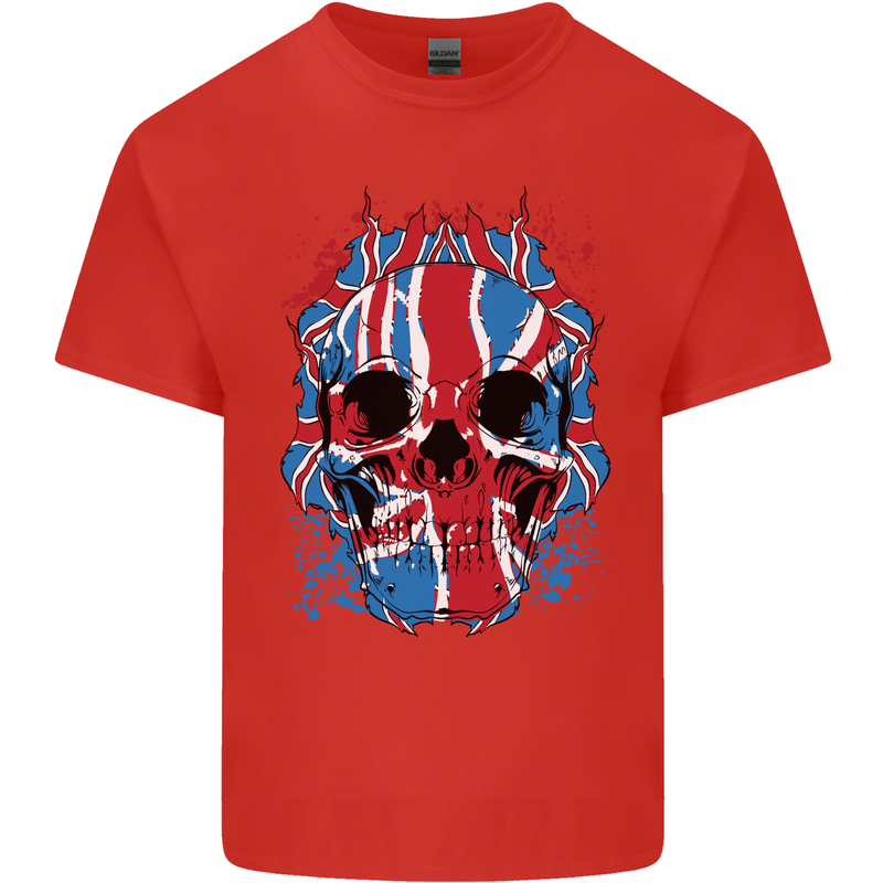 Union Jack Flag Skull Gym MMA Biker Mens Cotton T-Shirt Tee Top Red