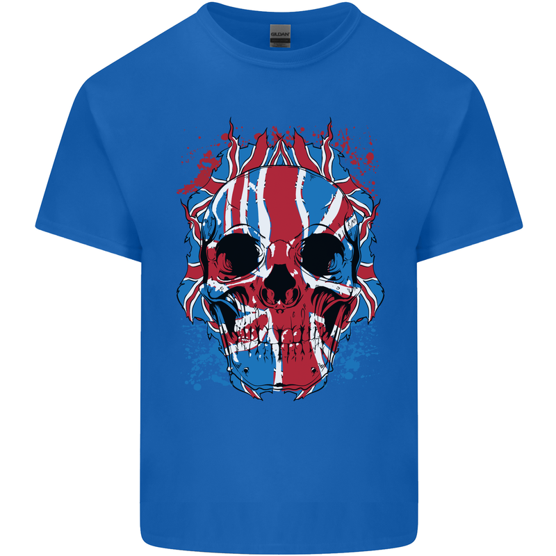Union Jack Flag Skull Gym MMA Biker Mens Cotton T-Shirt Tee Top Royal Blue