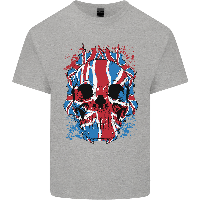 Union Jack Flag Skull Gym MMA Biker Mens Cotton T-Shirt Tee Top Sports Grey