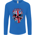 Union Jack Flag Skull Gym MMA Biker Mens Long Sleeve T-Shirt Royal Blue