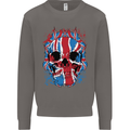 Union Jack Flag Skull Gym MMA Biker Mens Sweatshirt Jumper Charcoal