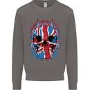 Union Jack Flag Skull Gym MMA Biker Mens Sweatshirt Jumper Charcoal