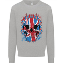 Union Jack Flag Skull Gym MMA Biker Mens Sweatshirt Jumper Sports Grey