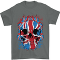 Union Jack Flag Skull Gym MMA Biker Mens T-Shirt Cotton Gildan Charcoal