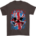 Union Jack Flag Skull Gym MMA Biker Mens T-Shirt Cotton Gildan Dark Chocolate