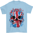 Union Jack Flag Skull Gym MMA Biker Mens T-Shirt Cotton Gildan Light Blue