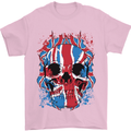 Union Jack Flag Skull Gym MMA Biker Mens T-Shirt Cotton Gildan Light Pink
